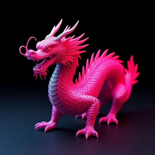 Dragão chinês cyberpunk, escamas neon