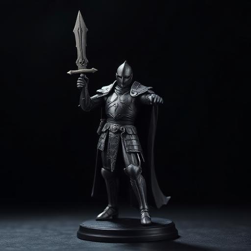 Cavaleiro medieval erguendo espada, miniatura RPG