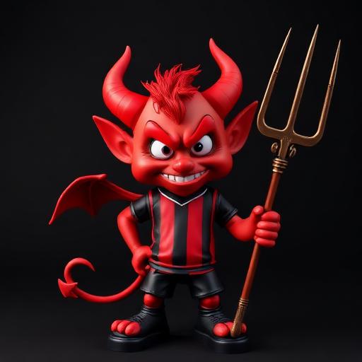 Mascote diabinho vermelho com tridente