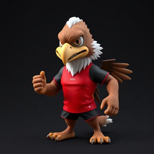 Mascote águia com camisa rubro-negra