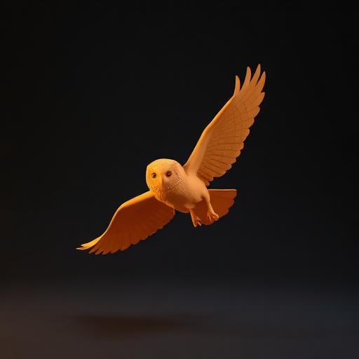 Coruja low-poly em pose de voo