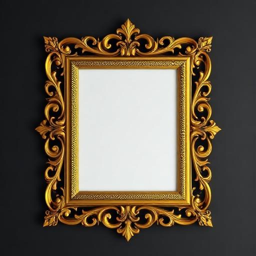Moldura ornamental art deco dourada