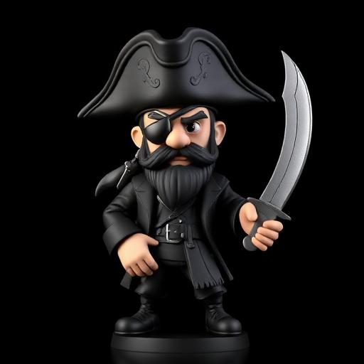 Capitão pirata com tapa-olho e cutelo