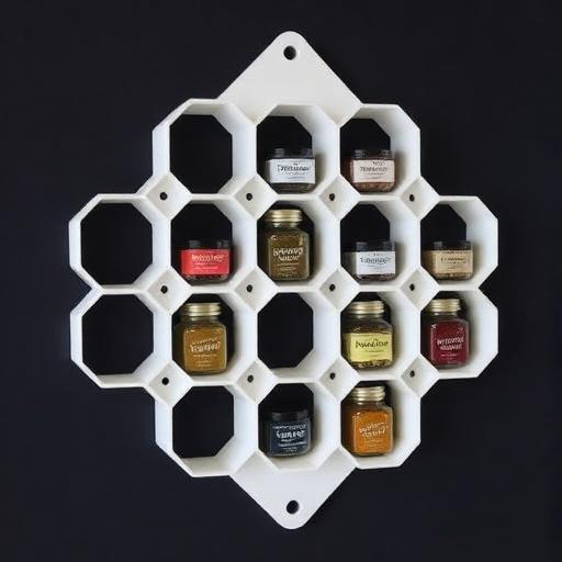 Porta-temperos modular hexagonal de parede