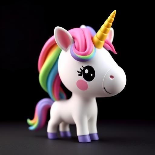 Unicórnio chibi com crina arco-íris