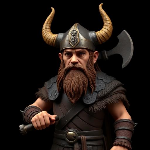Guerreiro viking com machado e capacete